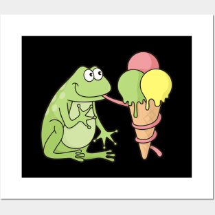 Frog with Icecream Posters and Art